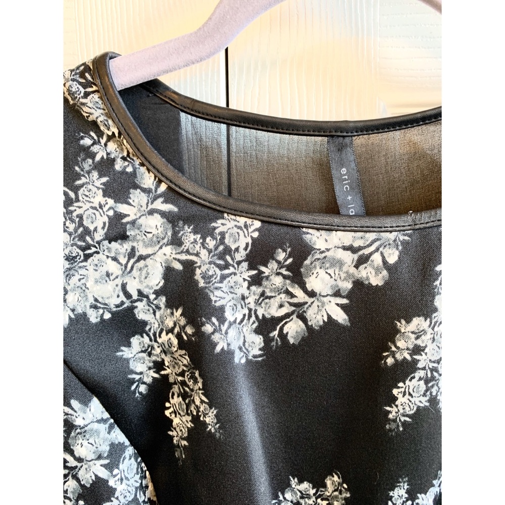 Floral Black and White Peplum Dress - Picture 5 of 5